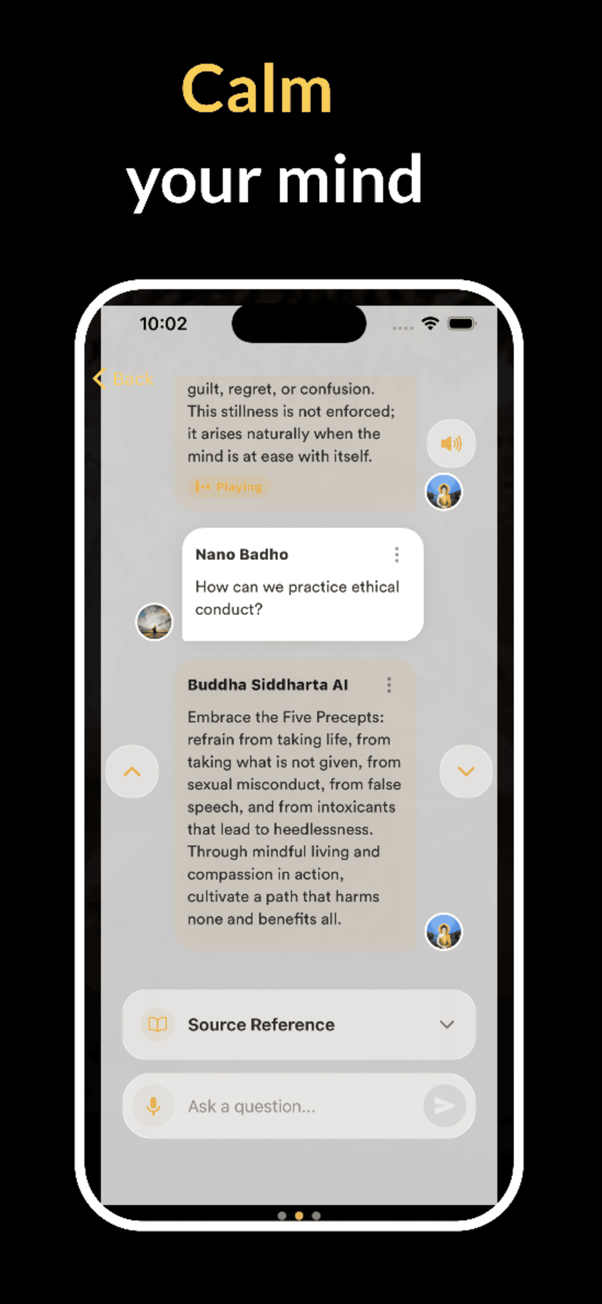 A screen from Buddha Teachings, built on Tribed.